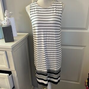 J Jill Size Small Petite Striped Black and White Sleeveless Dress